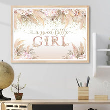 Load image into Gallery viewer, DVWIVGY 5D Diamond Painting Kits Hello Baby Pink Flowers A Sweet Little Girl is on The Way Full Drill Round Diamond Art for Home Wall Decor 12x16inch