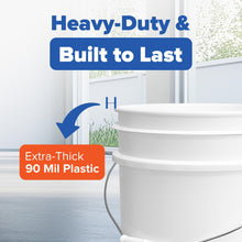 Load image into Gallery viewer, 5 Gallon Bucket Only, Made in USA, Food Grade, Durable 90 Mil All Purpose Pail, Contains No BPA Plastic, Premium HPDE, Lids Not Included (White, 12)