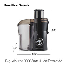 Load image into Gallery viewer, Hamilton Beach Juicer Machine, Big Mouth Large 3” Feed Chute for Whole Fruits and Vegetables, Easy to Clean, Centrifugal Extractor, BPA Free, 800W Motor, Black JUC