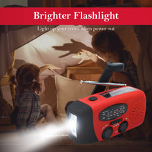 Load image into Gallery viewer, Emergency Hand Crank Radio with LED Flashlight for Emergency, AM/FM NOAA Portable Weather Radio with 2000mAh Power Bank Phone Charger, USB Charged & Solar Power for Camping, Emergency