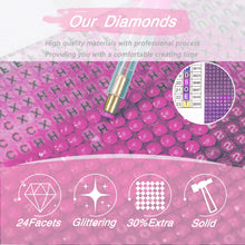 Load image into Gallery viewer, DVWIVGY 5D Diamond Painting Kits Hello Baby Pink Flowers A Sweet Little Girl is on The Way Full Drill Round Diamond Art for Home Wall Decor 12x16inch