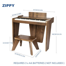 Load image into Gallery viewer, ZIPPY Kids Piano Keyboard, 37 Keys Digital Piano for Kids, Music Educational Instrument Toy, Wood Piano for 3+ Girls and Boys, Walnut Basic BTS