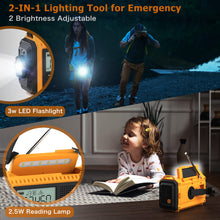 Load image into Gallery viewer, Auto NOAA Emergency Weather Radio, Solar Hand Crank Radio,Portable Battery Operated Emergency Radio with AM FM Shortwave,USB Charger,LED Flashlight,Clock, SOS Alert for Home Outdoors Camping Survival