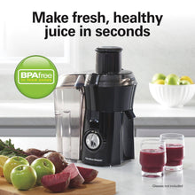Load image into Gallery viewer, Hamilton Beach Juicer Machine, Big Mouth Large 3” Feed Chute for Whole Fruits and Vegetables, Easy to Clean, Centrifugal Extractor, BPA Free, 800W Motor, Black JUC