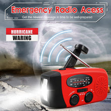 Load image into Gallery viewer, Emergency Hand Crank Radio with LED Flashlight for Emergency, AM/FM NOAA Portable Weather Radio with 2000mAh Power Bank Phone Charger, USB Charged & Solar Power for Camping, Emergency