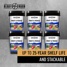 Load image into Gallery viewer, Ready Hour, Fruit & Veggie Mix, Non-Perishable Freeze-Dried Food, 30-Year Shelf Life, Portable Emergency and Adventure Food Supply, Durable Flood Safe Container, 56 Servings