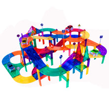 Load image into Gallery viewer, PicassoTiles 150 Piece Race Car Track Building Block Educational Toy Set Magnet Tile Magnetic Blocks Playset 4 Cars Early STEM Learning Construction Kit Hand-Eye Fine Motor Skill Brain Training PTR150 BTS