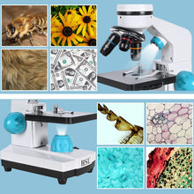 Load image into Gallery viewer, HSL 40X-2000X Microscope for Kids, Monocular Microscope Students Set +Handbag+Phone Holder+ Beginner Biological LAD Kit for Science Educational Boys Girls Toys LED BTS