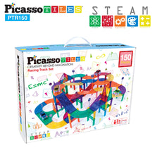 Load image into Gallery viewer, PicassoTiles 150 Piece Race Car Track Building Block Educational Toy Set Magnet Tile Magnetic Blocks Playset 4 Cars Early STEM Learning Construction Kit Hand-Eye Fine Motor Skill Brain Training PTR150 BTS