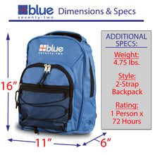 Load image into Gallery viewer, Blue Coolers Blue Seventy-Two | 72 Hour Emergency Backpack Survival Kit for 1 Person | Survival Kit for Wildfires, Earthquakes, Tornado, Hurricane, and Other Emergencies…