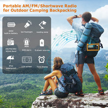 Load image into Gallery viewer, Auto NOAA Emergency Weather Radio, Solar Hand Crank Radio,Portable Battery Operated Emergency Radio with AM FM Shortwave,USB Charger,LED Flashlight,Clock, SOS Alert for Home Outdoors Camping Survival