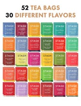 Load image into Gallery viewer, BLUE RIBBON, Stash Tea Bags Sampler Assortment Box (52 Count) 30 Different Flavors Gifts for Her Him Women Men Mom Dad Friends Coworkers Family