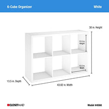 Load image into Gallery viewer, ClosetMaid 6 Cube Storage Shelf Organizer Bookshelf with Open Back, Vertical or Horizontal, Easy Assembly, Wood, White Finish BTC