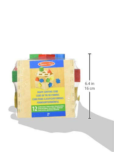 Melissa Doug Shape Sorting Cube Classic Wooden Toy With 12