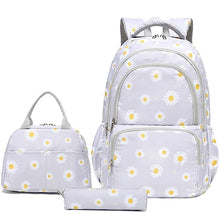 Load image into Gallery viewer, Sunborls Backpack for Girls Teen Girls Bookbag Lightweight High-Capacity School Gifts for Girls Lovely Small Daisy Flower 3pcs(GREY) BTS