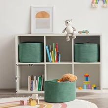 Load image into Gallery viewer, UBBCARE Storage Baskets for Shelves, 15x10x9'' Larger Woven Basket for Storage&Organizing, Cotton Rope Basket Cube Storage Organizer&Shelf Basket, Toy Organizer Storage Basket, Green BTC