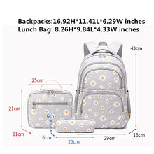 Load image into Gallery viewer, Daisy-Print School Backpack Set with Lunch Kits Bookbag for Teenager Girls 3pcs Gradient SchoolBag for Primary Student BTS