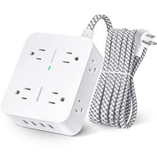 Load image into Gallery viewer, Surge Protector Power Strip - Extension Cord with 8 Widely Outlets 4 USB Ports, 3 Side Multi Plug Outlet Extender, Flat Plug, 5Ft, Wall Mount, Desk USB Charging Station for Home Office Dorm Room ETL BTC