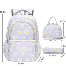 Load image into Gallery viewer, Sunborls Backpack for Girls Teen Girls Bookbag Lightweight High-Capacity School Gifts for Girls Lovely Small Daisy Flower 3pcs(GREY) BTS