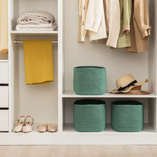 Load image into Gallery viewer, UBBCARE Storage Baskets for Shelves, 15x10x9'' Larger Woven Basket for Storage&Organizing, Cotton Rope Basket Cube Storage Organizer&Shelf Basket, Toy Organizer Storage Basket, Green BTC