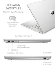 Load image into Gallery viewer, HP 17-inch Laptop, 11th Generation Intel Core i5-1135G7, Iris Xe Graphics, 8 GB RAM, 256 GB SSD, Windows 11 Home (17-cn0025nr,Natural Silver) BTC
