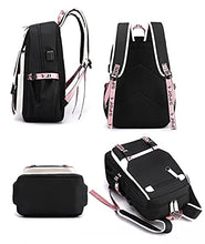 Load image into Gallery viewer, JiaYou Teenage Girls' Backpack Middle School Students Bookbag Outdoor Daypack with USB Charge Port (21 Liters, Black Pink) BTS