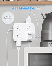 Load image into Gallery viewer, Surge Protector Power Strip - Extension Cord with 8 Widely Outlets 4 USB Ports, 3 Side Multi Plug Outlet Extender, Flat Plug, 5Ft, Wall Mount, Desk USB Charging Station for Home Office Dorm Room ETL BTC