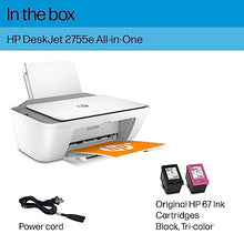 Load image into Gallery viewer, HP DeskJet 2755e Wireless Color All-in-One Printer with bonus 6 months Instant Ink (26K67A), white BTC