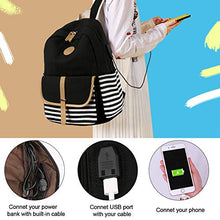 Load image into Gallery viewer, SCIONE Backpacks for Women Teen Girls,Large Capacity Book Bag with USB Charger Port,Cute Lightweight Canvas Bookpack -Durable Black Stripe Backpack,Travel Laptop Backpack,Back to School Gift for Girls BTS