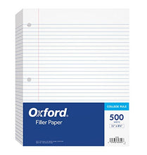 Load image into Gallery viewer, Oxford Filler Paper, 8-1/2" x 11", College Rule, 3-Hole Punched, Loose-Leaf Paper for 3-Ring Binders, 500 Sheets Per Pack (62349),White BTS