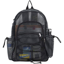 Load image into Gallery viewer, Eastsport XL Semi-Transparent Mesh Backpack with Comfort Padded Straps and Adjustable Bungee for Work, Sports, Beach, College and Security - Grey w/Army Camo BTS