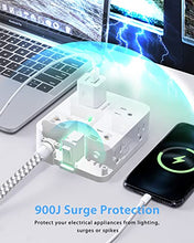 Load image into Gallery viewer, Surge Protector Power Strip - Extension Cord with 8 Widely Outlets 4 USB Ports, 3 Side Multi Plug Outlet Extender, Flat Plug, 5Ft, Wall Mount, Desk USB Charging Station for Home Office Dorm Room ETL BTC