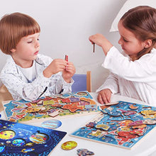 Load image into Gallery viewer, Wooden Puzzles for Kids Ages 3-5 by QUOKKA – 3 Educational Wood Toys for Kids 4-8 Year Old – Learning United States Game for 6-8-10 yo – Gift World, Space and USA Maps for Boys and Girls Puz