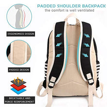 Load image into Gallery viewer, SCIONE Backpacks for Women Teen Girls,Large Capacity Book Bag with USB Charger Port,Cute Lightweight Canvas Bookpack -Durable Black Stripe Backpack,Travel Laptop Backpack,Back to School Gift for Girls BTS