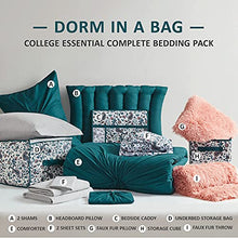 Load image into Gallery viewer, Comfort Spaces 14 Piece Bed in A Bag Comforter Set Include Sheets with 2 Side Pockets - All Season Cozy Bedding and Bedroom Organizer, College Dorm Room Essentials, Twin/Twin XL, Henry, Teal BTC