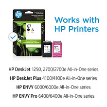 Load image into Gallery viewer, HP 67 Black/Tri-color Ink Cartridges (2 Count - Pack of 1) | Works with HP DeskJet 1255, 2700, 4100 Series, HP ENVY 6000, 6400 Series | Eligible for Instant Ink | 3YP29AN BTC