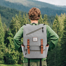 Load image into Gallery viewer, Mecrowd Vintage Laptop Backpack with USB Charging Port, Backpack for College Fits up to 15.6 Inch Laptop Computer Backpack Casual Rucksack for Men Women (Gray)BTC