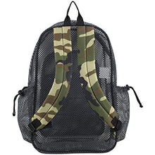 Load image into Gallery viewer, Eastsport XL Semi-Transparent Mesh Backpack with Comfort Padded Straps and Adjustable Bungee for Work, Sports, Beach, College and Security - Grey w/Army Camo BTS