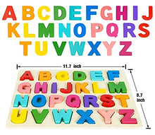 Load image into Gallery viewer, Attmu Wooden Puzzles for Toddlers, Alphabet Puzzle and Number Puzzle, 2 in 1 Preschool Educational Learning Toys with Chunky Wood ABC Puzzle Board, for Girls Boys Kindergarten Set of 2 Puz