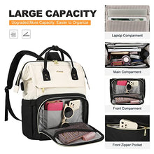 Load image into Gallery viewer, LOVEVOOK Laptop Backpack for Women Fashion Business Computer Backpacks Travel Bags Purse Doctor Nurse Work Backpack with USB Port, Fits 15.6-Inch Laptop Beige-Black BTC