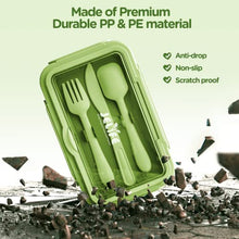 Load image into Gallery viewer, Jelife Bento Box Kids Lunch Box - Large Bento-Style Leakproof with 4 Compartments Food Storage Container with Tableware for Kids Back to School, Reusable On-the-Go Meal and Snack Packing, Green BTS