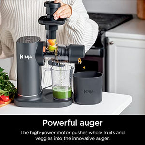 Ninja JC151 NeverClog Cold Press Juicer, Powerful Slow Juicer with Total Pulp Control, Countertop, Electric, 2 Pulp Functions, Dishwasher Safe, 2nd Generation, Charcoal JUC