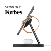 Load image into Gallery viewer, Belkin MagSafe 3-in-1 Wireless Charging Stand - 2ND GEN w/ 33% Faster Wireless Charging for Apple Watch - iPhone 14, 13 & 12 series & AirPods - MagSafe Charging Station For Multiple Devices - Black BTC