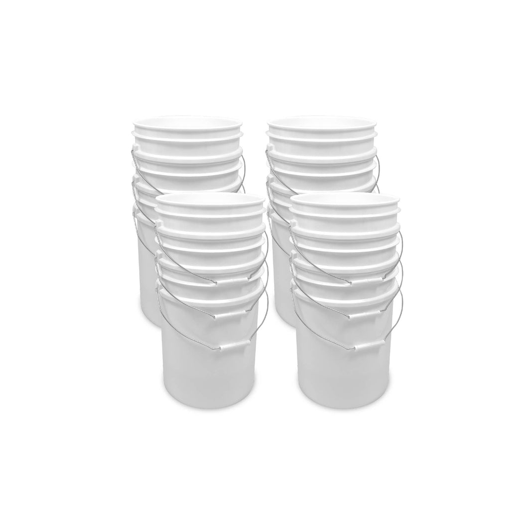 5 Gallon Bucket Only, Made in USA, Food Grade, Durable 90 Mil All Purpose Pail, Contains No BPA Plastic, Premium HPDE, Lids Not Included (White, 12)