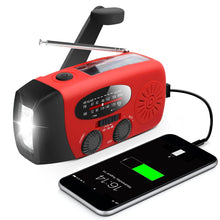 Load image into Gallery viewer, Emergency Hand Crank Radio with LED Flashlight for Emergency, AM/FM NOAA Portable Weather Radio with 2000mAh Power Bank Phone Charger, USB Charged &amp; Solar Power for Camping, Emergency
