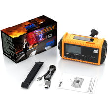 Load image into Gallery viewer, Auto NOAA Emergency Weather Radio, Solar Hand Crank Radio,Portable Battery Operated Emergency Radio with AM FM Shortwave,USB Charger,LED Flashlight,Clock, SOS Alert for Home Outdoors Camping Survival
