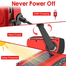 Load image into Gallery viewer, Emergency Hand Crank Radio with LED Flashlight for Emergency, AM/FM NOAA Portable Weather Radio with 2000mAh Power Bank Phone Charger, USB Charged &amp; Solar Power for Camping, Emergency
