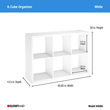 Load image into Gallery viewer, ClosetMaid 6 Cube Storage Shelf Organizer Bookshelf with Open Back, Vertical or Horizontal, Easy Assembly, Wood, White Finish BTC
