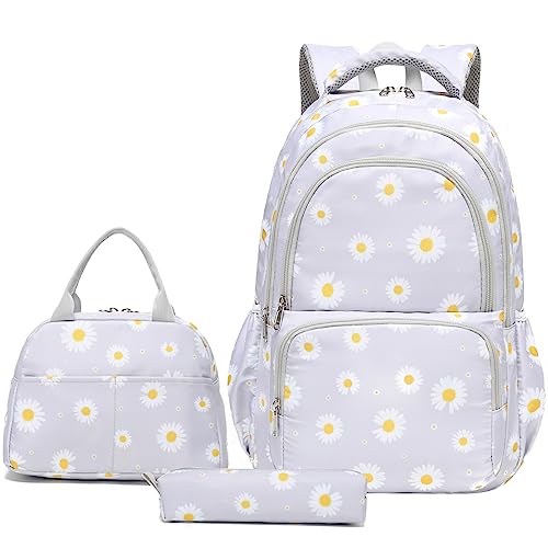 Sunborls Daisy Backpack Set For Girls - Lightweight School Bookbag With Lunch Box & Pencil Case - View #4