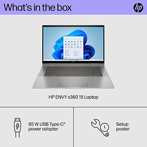 HP Envy x360 15 inch Laptop, FHD Display, Intel Core i7-1355U, 16 GB RAM, 1 TB SSD, Intel Iris Xe Graphics, Windows 11 Home, 15-ew1199nr (2023),Silver